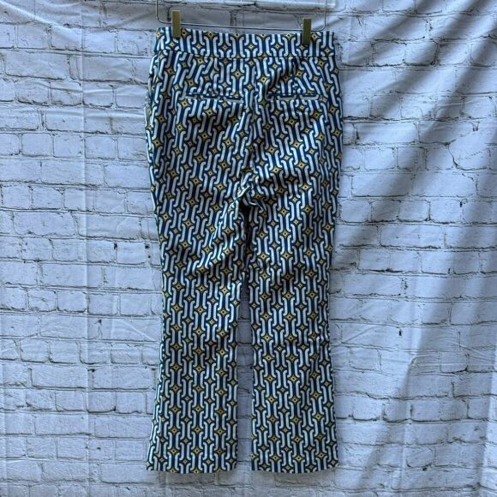 Boden Pants Cropped Flared Sapphire, Azure Geo US Size 6 R Geometric Flare - Picture 3 of 9